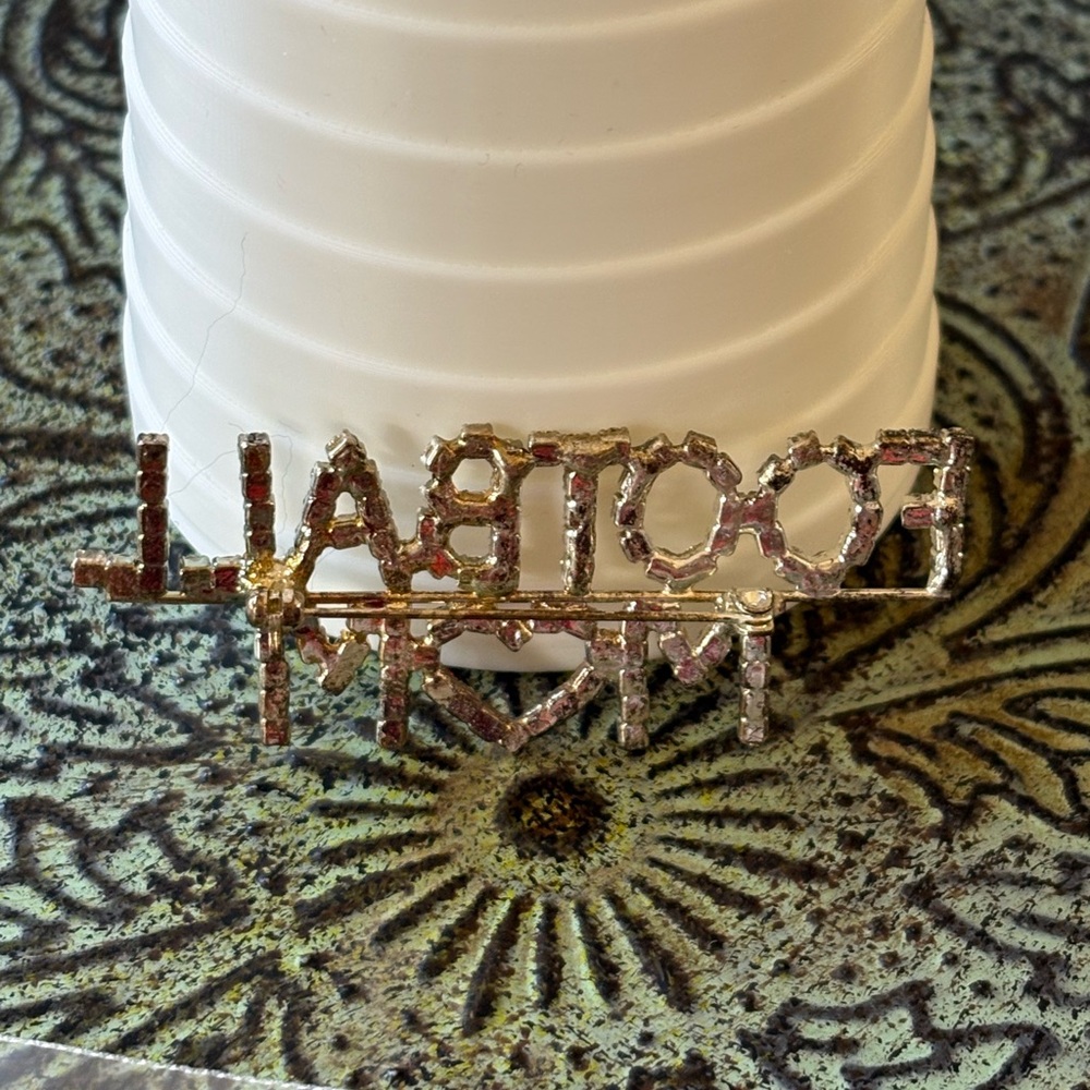 NWOT Sparkling Rhinestones “Football Mom” Brooch - Picture 7 of 7